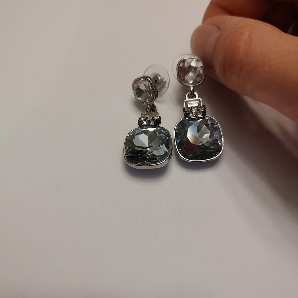White House Black Market Blue Silver Crystal Earrings